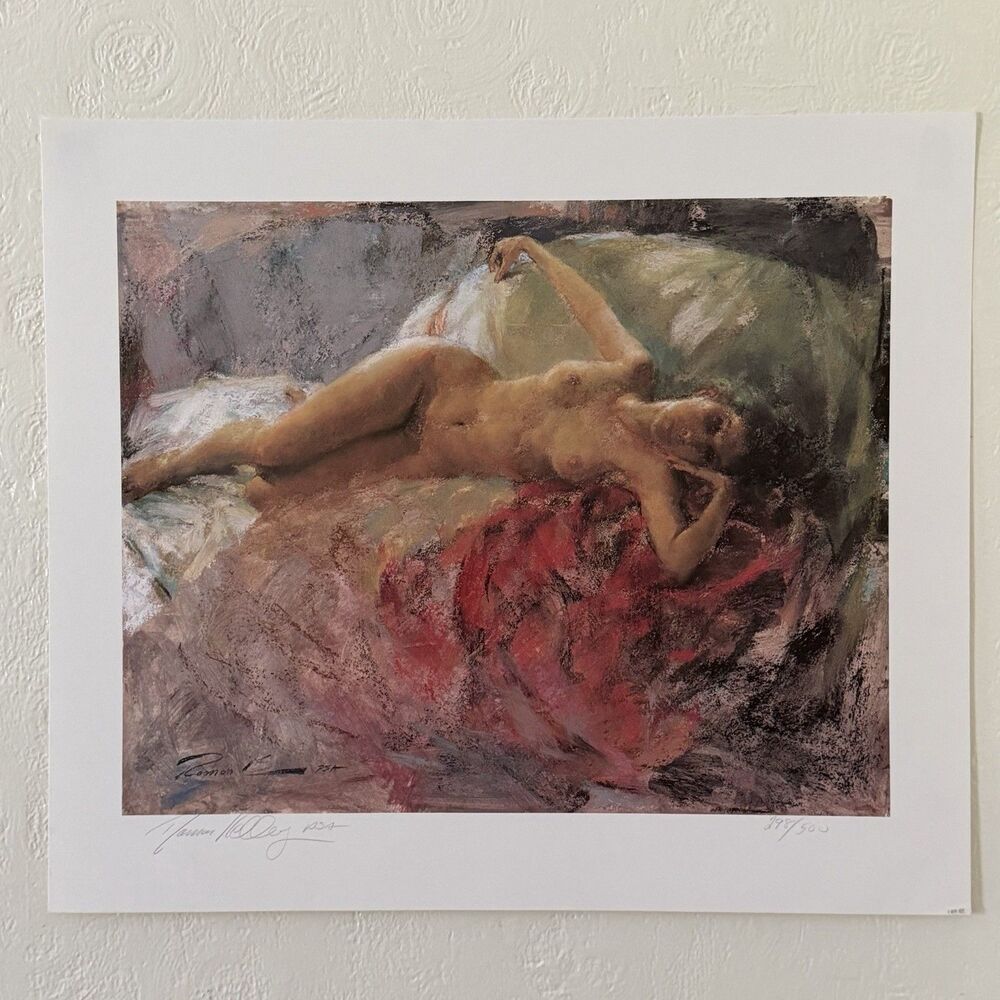 Ramon Kelley Vintage Female Figure Boudoir Impressionism Print Signed Litho
